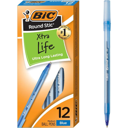 BIC Round Stic Xtra Life Ballpoint Pen, Ultra Long Lasting and Consistent Ink Flow, 60-Count in Black Ink