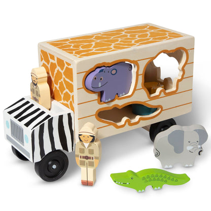 Buy now Melissa & Doug Animal Rescue Shape-Sorting Truck - Wooden Toy with 7 Animals and 2 Play Figures at indiglob india