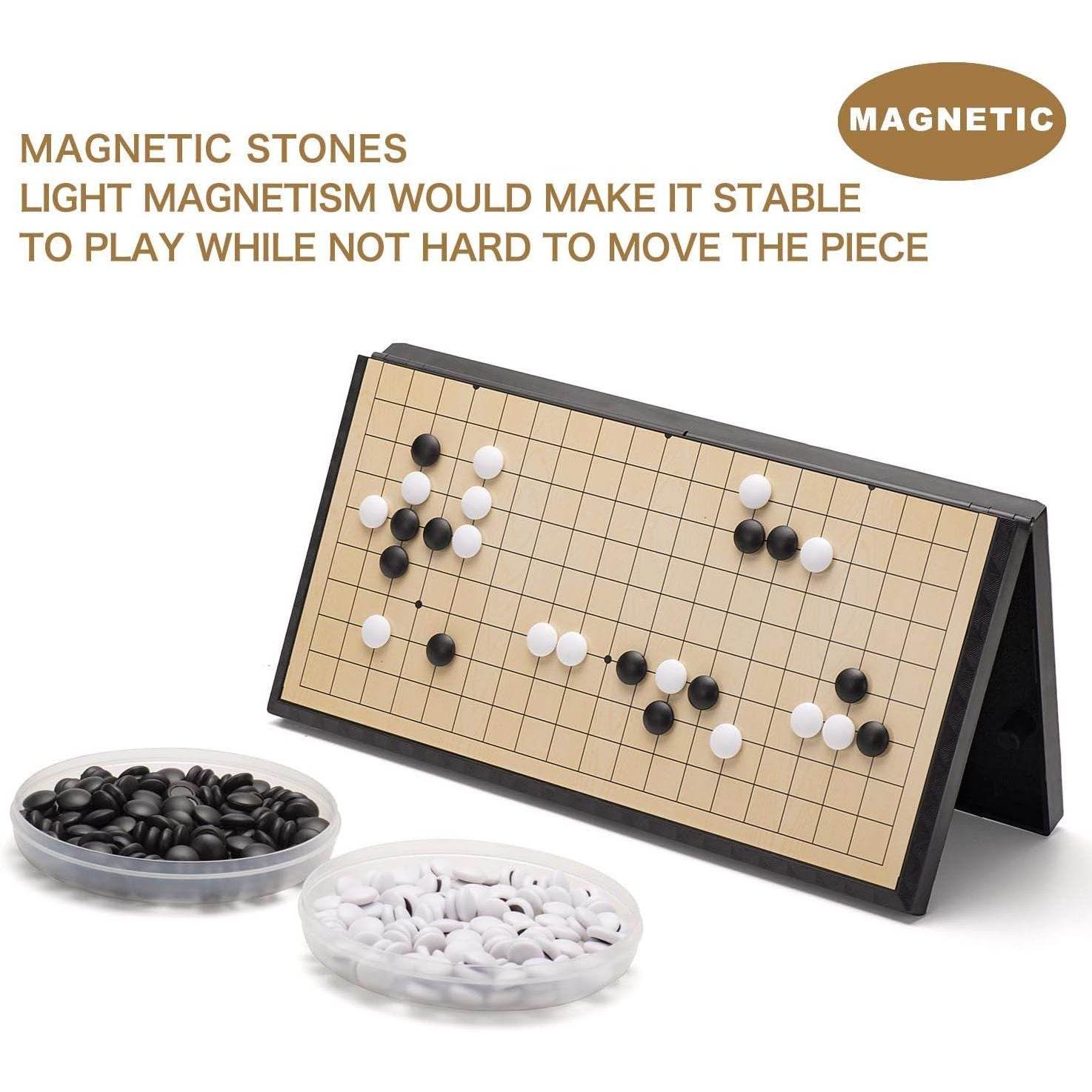 AMEROUS 11 Inches Magnetic Go Game Set (19 x 19), Travel Foldable Board Game Set with Magnetic Plastic Stones & Go Game Rules for Beginner, Kids, Adults （Weiqi） - My Store