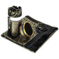 ihvan online Muslim Prayer Rug and Prayer Beads with Elegant Design Cylinder Gift Box, Janamaz, Sajadah, Soft Islamic Gifts Set, Carpet Mat, Taffeta Fabric, Black