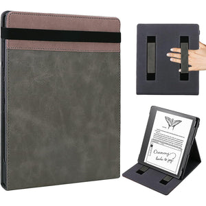 WALNEW Flip Case for 10.2-inch Kindle Scribe 2024/2022 Released, Two Hand Straps and Vertical Multi-Viewing Stand Cover with Auto Wake/Sleep for 10.2” Amazon Kindle Scribe E-Reader(Gray)