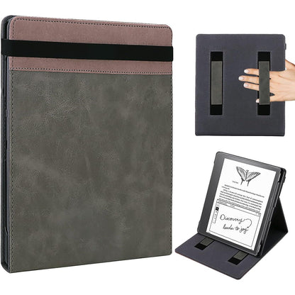 WALNEW Flip Case for 10.2-inch Kindle Scribe 2024/2022 Released, Two Hand Straps and Vertical Multi-Viewing Stand Cover with Auto Wake/Sleep for 10.2” Amazon Kindle Scribe E-Reader(Gray)