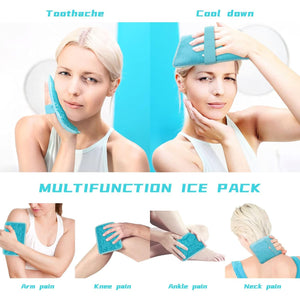 Gel Beads Ice Pack Ice Bag with Strap-1 Pack Reusable Hot & Cold Pack Compress for Knee, Shoulder, Foot, Back, Ankle, Neck, Hip, Elbow, Wisdom Tooth-7.76''x4.93''(Blue)