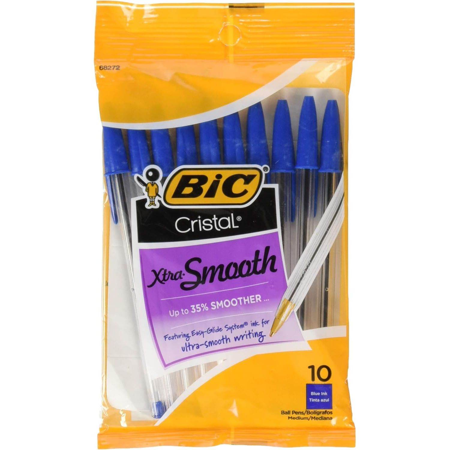 BIC 751766084321 Cristal Xtra Smooth Pens Blue Medium Point. 10-Pack - My Store