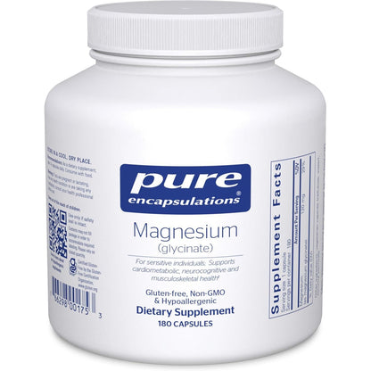 Pure Encapsulations Magnesium (Glycinate) - Supplement to Support Stress Relief, Sleep, Heart Health, Nerves, Muscles, and Metabolism* - with Magnesium Glycinate - 180 Capsules