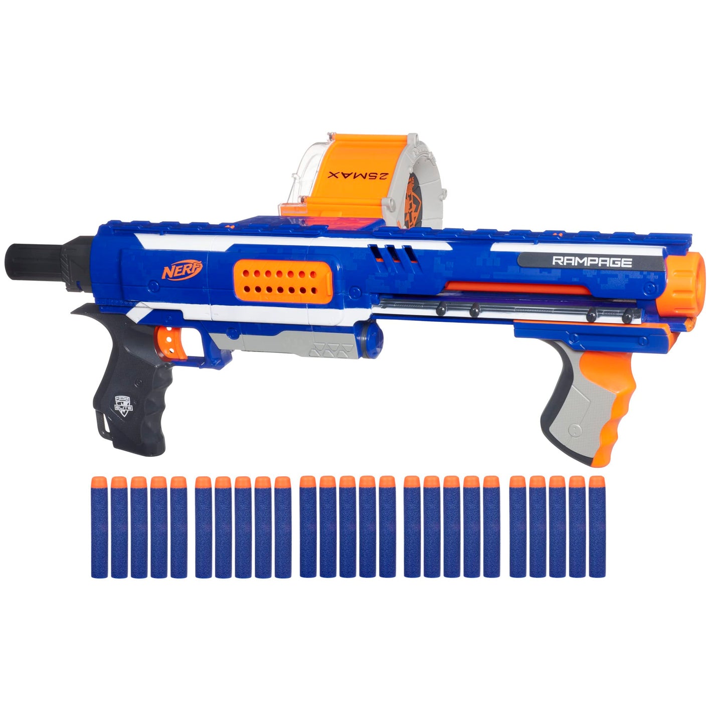 Buy now NERF Rampage N-Strike Elite Toy Blaster with 25 Dart Drum Slam Fire for Kids, Teens, & Adults (Amazon Exclusive) at indiglob india