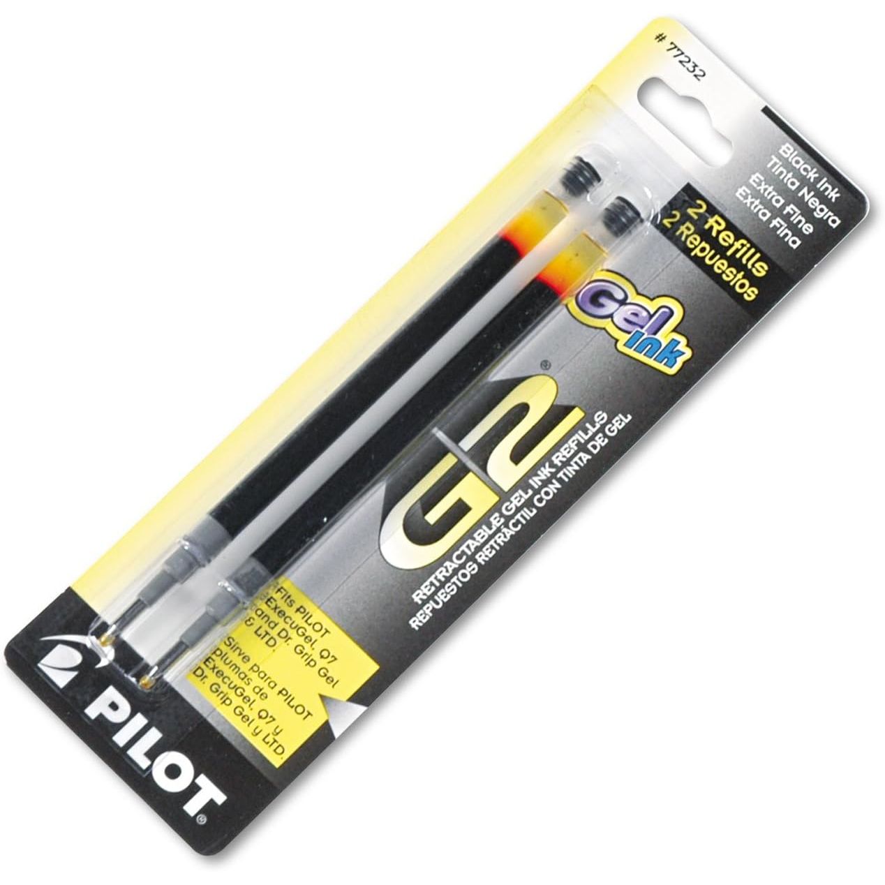 Pilot, G2 Gel Ink Refills, Extra Fine Point 0.5 mm, Black, Pack of 2