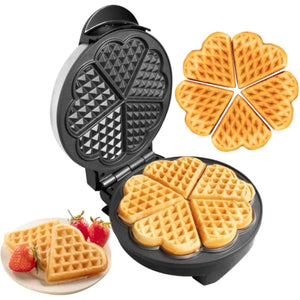 CucinaPro Heart Waffle Maker- Make 5 Heart Shaped Waffles, Special Loved Ones Holiday Breakfast- Nonstick Baker w Easy Cleanup, Electric Waffler Griddle Iron Adjustable Temperature Control- Xmas Gift