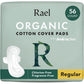 Rael Pads for Women, Organic Cotton Cover - Period Pads with Wings, Feminine Care, Sanitary Napkins, Heavy Absorbency, Unscented (Large, 24 Count)