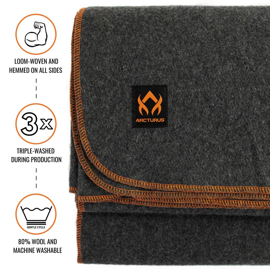 Buy now Arcturus Military Wool Blanket - Warm, Thick, Washable - Great for Outdoors, Camping, Stadium Blanket, Picnics, Travel - Car & Bushcraft Survival Kits at indiglob india