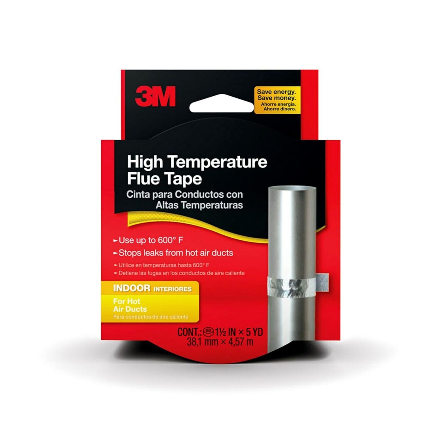 3M High Temperature Flue Tape, High Heat Sealing Tape up to 600 degrees, 15-Foot Roll