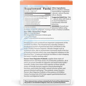 Doctors Best Digestive Probiotic 20 Billion CFU with Howaru, Supports Digestive & Intestinal Health, Non-GMO, Gluten Free, Vegan 30 Veggie Caps
