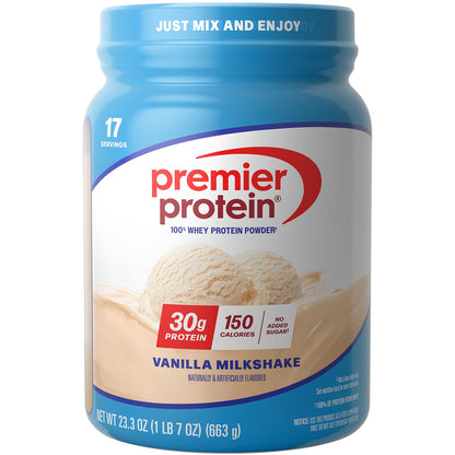 Buy now Premier Protein Powder, Vanilla Milkshake, 30g Protein, 1g Sugar, 100% Whey Protein, Keto Friendly, No Soy, Gluten Free, 23.3 oz, 17 Servings (Packaging May Vary) at indiglob india