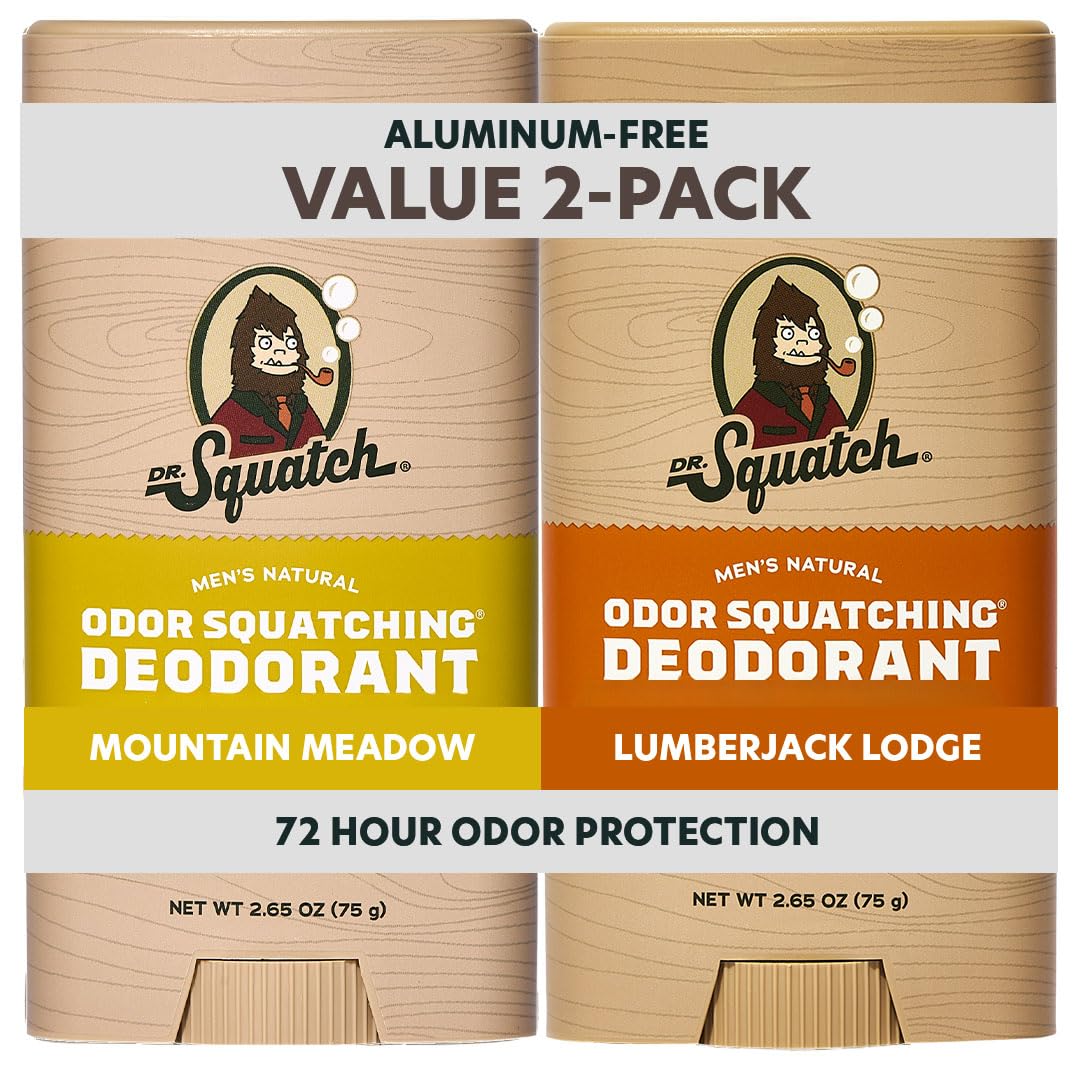 Buy now Dr. Squatch Natural Men’s Deodorant – Aluminum Free Natural Deodorant Men with Charcoal & Postbiotics for 72-Hour Odor Protection – Rainforest Rapids + Fresh Falls, 2.65oz Stick (2-Pack) Woods & Wildflowers at indiglob india