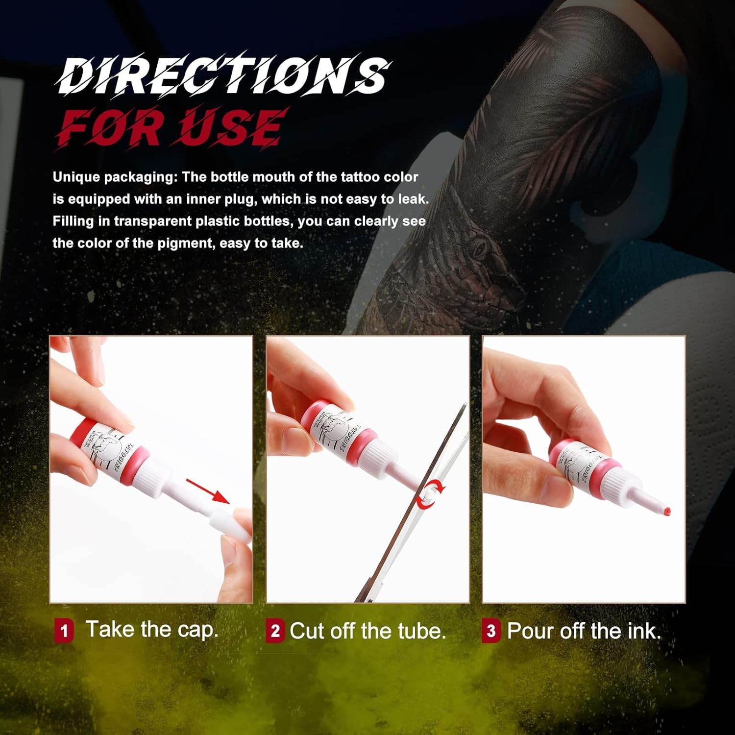 14 pcs Tattoo Ink Set 5ml Tattoo Professional Supply Black Color Set Tattoo Ink Red White Tattoo Ink Tattoo Pigment Set for Body Art Long Lasting - My Store