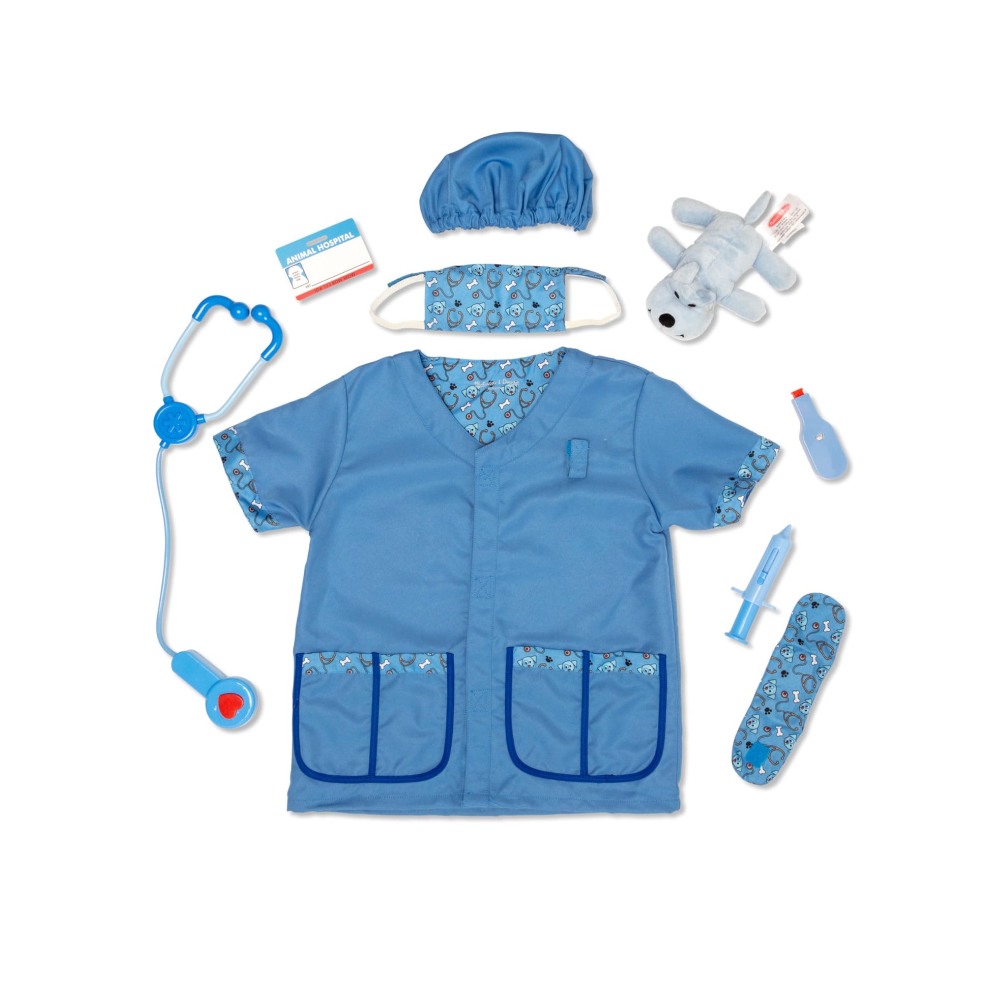 Buy now Melissa & Doug Veterinarian Role Play Costume Dress-Up Set (9 pcs) Kids Vet Costume Pretend Play Dress-Up at indiglob india