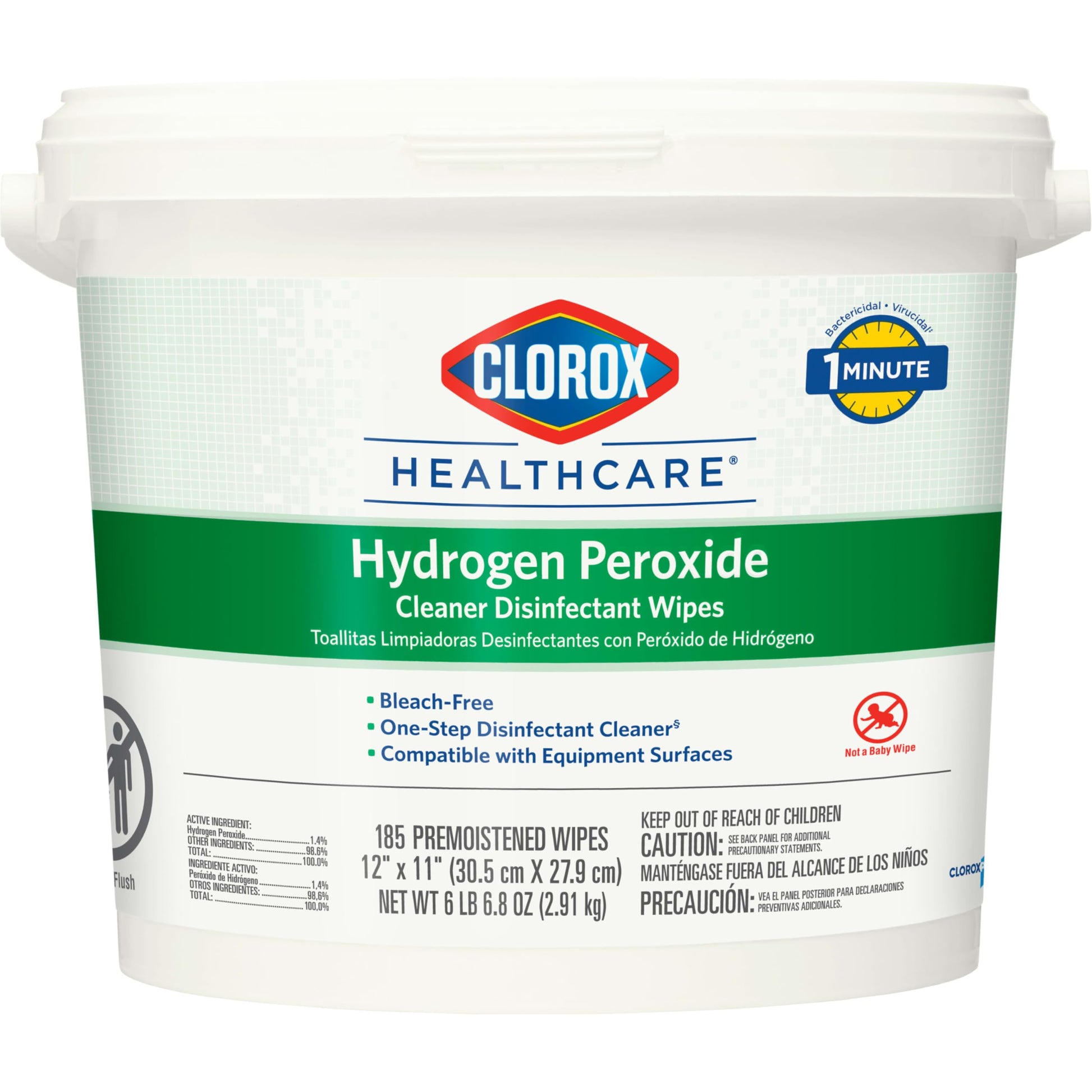 Buy now Clorox Healthcare Hydrogen Peroxide Cleaner Disinfectant Wipes, 12" x 11", Bucket, 185 Count (Package May Vary) at indiglob india