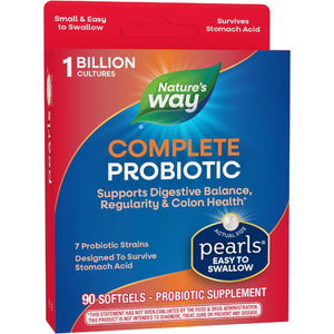 Nature's Way Complete Probiotic Pearls, Supports Digestive Balance*, 1 Billion Live Cultures, Supplement for Men and Women, No Refrigeration Required, 90 softgels