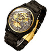 IK COLOURING Men's Watches Luxury Mechanical Wooden Case Skeleton Lumious Automatic Self-Winding Lightweight Genuine Leather Bracelet/Wood Band Wrist Watch - black
