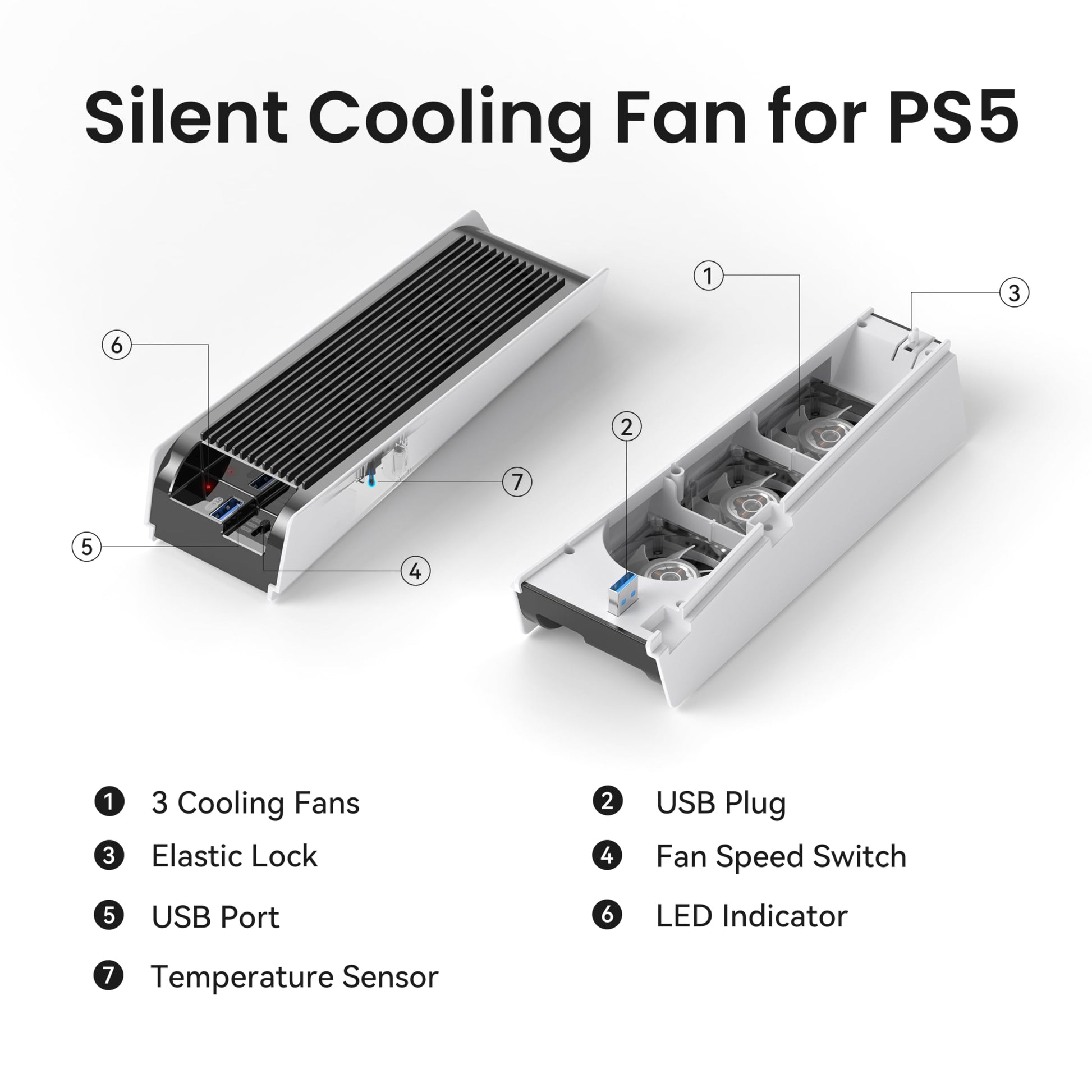 Buy now KIWIHOME Cooling Fan for PS5 Accessories, Upgraded Quiet Cooler Fan with Auto Speed, Controller USB3.0 Port & LED for PS5 2020 Only, Not for PlayStation 5 Slim/Pro, White at indiglob india