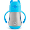 Munchkin Cool Cat Sippy Cup for Toddlers, Stainless Steel Straw Cup, 8 Ounce, Purple - Blue