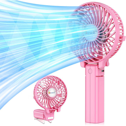 VersionTECH. Portable Handheld Fan, Powerful+Durable+4000mAh+180° Foldable, Mini Table Fans with USB Rechargeable Battery Operated Cooling Accessories for Personal Use, Travel, Office Black