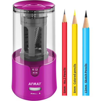AFMAT PS92 Electric Pencil Sharpener - Auto Stop, Super Sharp & Fast, Plug in Pencil Sharpener for 6-12mm No.2/Colored Pencils - Classroom/Office/Home - Black