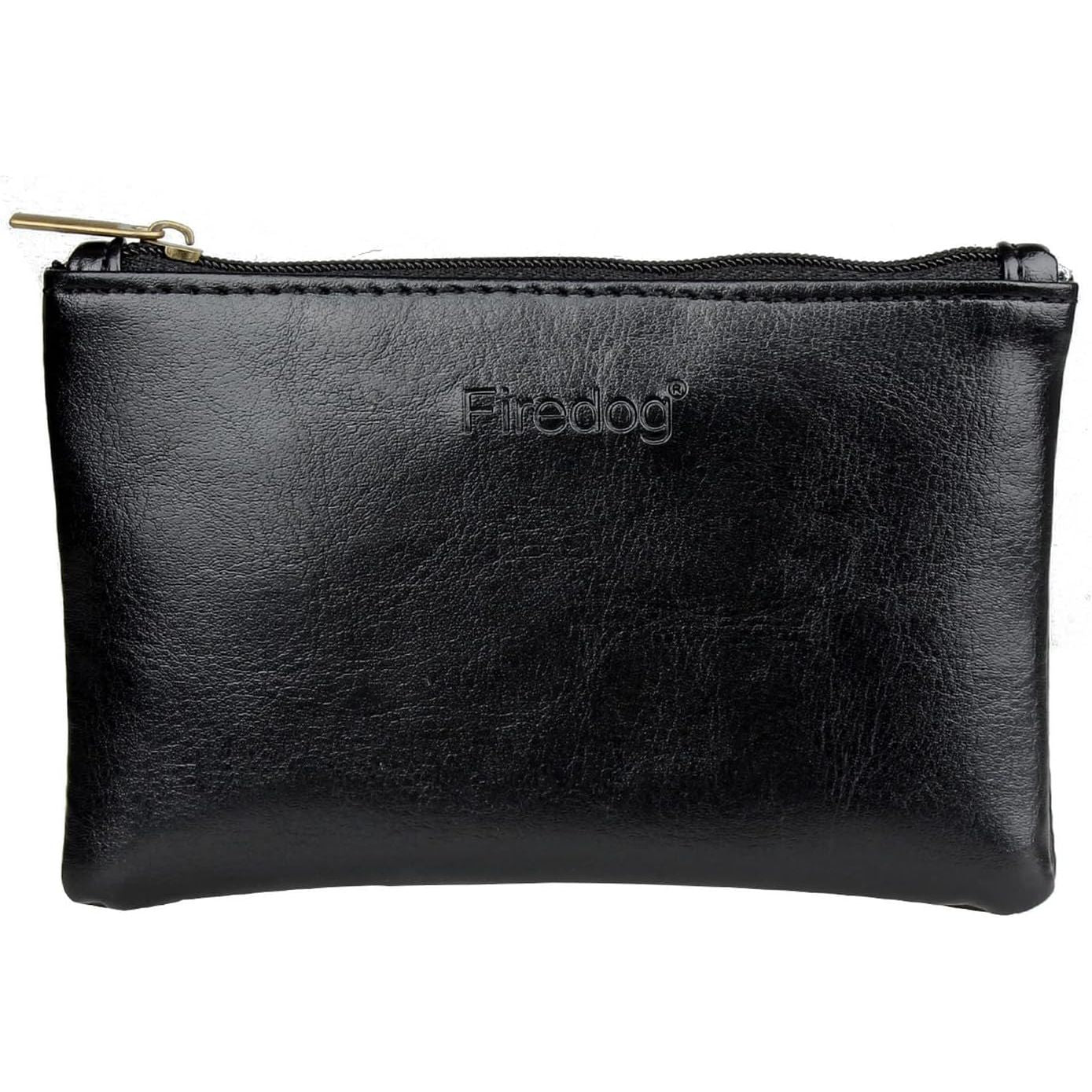 FIREDOG Tobacco Pouch Bag Pipe Case Rolling Storage Carrying Travel Vintage Holder Rollup Free Ciggerate Smoking Tobacco Pouch Leather Zipper Black Regular Size