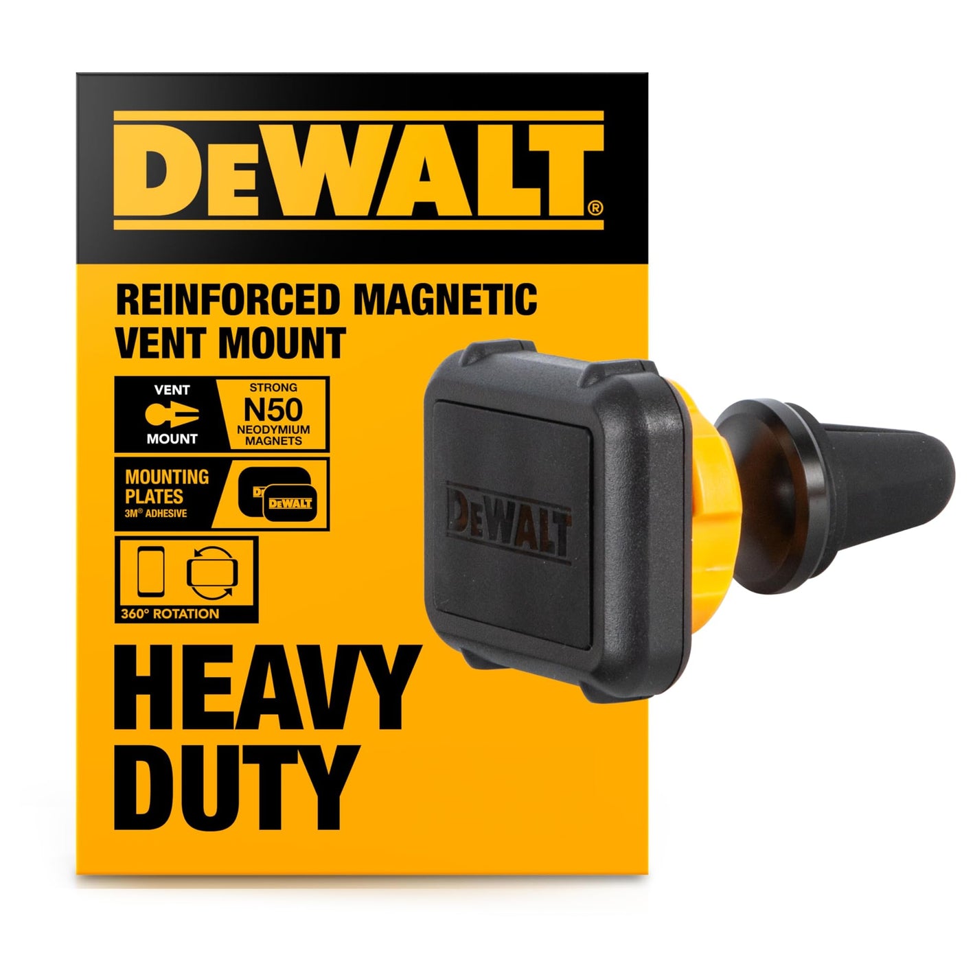 Buy now DEWALT Heavy Duty Magnetic Phone Holder for Car, Universal Air Vent Magnetic Car Phone Holder, Reinforced Automobile Mount for Mobile Devices and Mini Tablets, Incl Metal Plates for NonMagSafe Devices at indiglob india