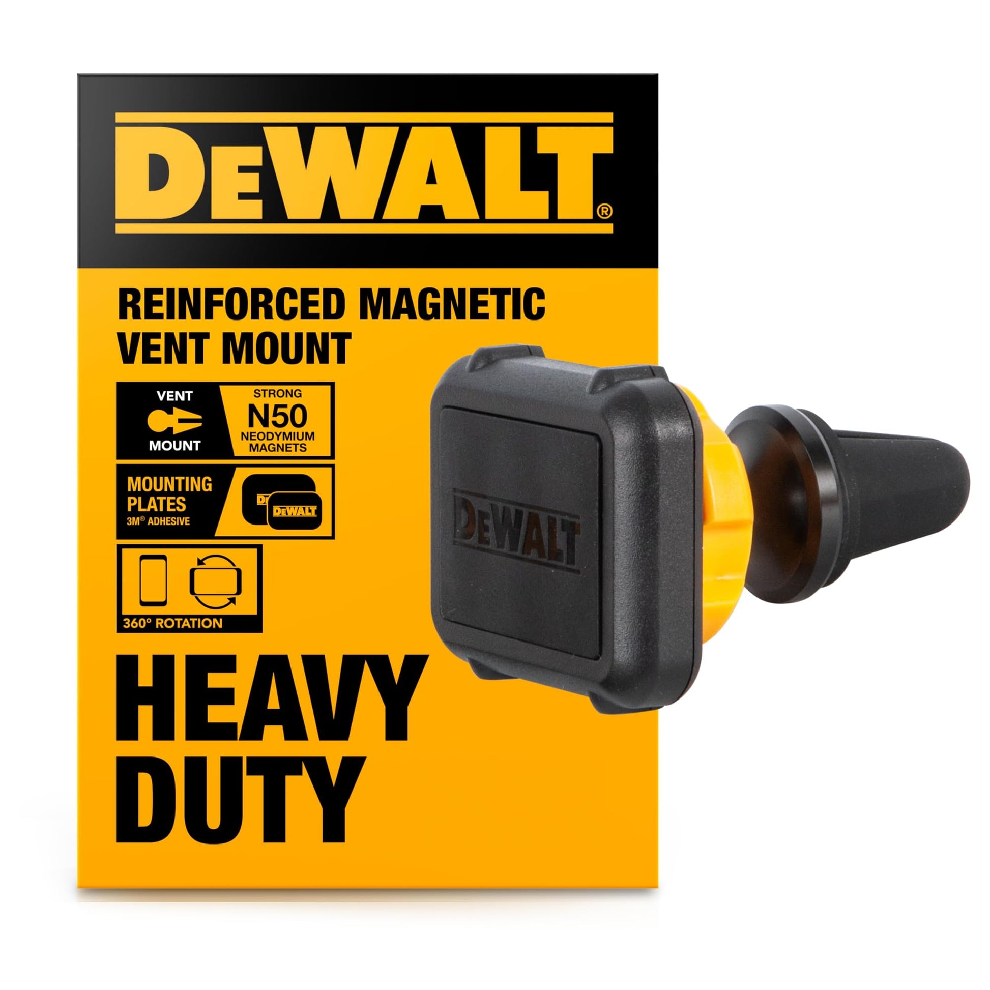 Buy now DEWALT Heavy Duty Magnetic Phone Holder for Car, Universal Air Vent Magnetic Car Phone Holder, Reinforced Automobile Mount for Mobile Devices and Mini Tablets, Incl Metal Plates for NonMagSafe Devices at indiglob india