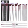 BS-MALL Makeup Brush Set 18 Pcs Premium Synthetic Foundation Powder Concealers Eye shadows Blush Makeup Brushes with black case - C-Purple