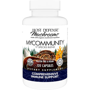 Host Defense MyCommunity Capsules - 17 Species Blend Mushroom Supplement for Immune Support - Herbal Aid with Lion's Mane, Reishi. Chaga, Cordyceps, Turkey Tail & More - 120 Capsules (60 Servings)*