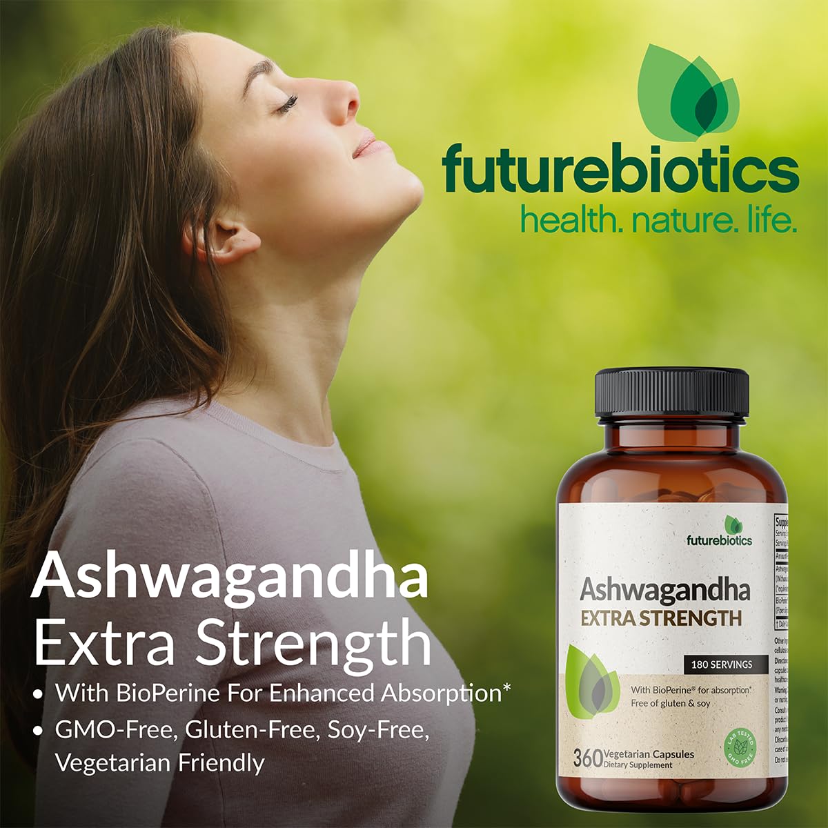 Buy now Futurebiotics Ashwagandha Extra Strength Stress & Mood Support with BioPerine - Non GMO Formula, 120 Vegetarian Capsules at indiglob india