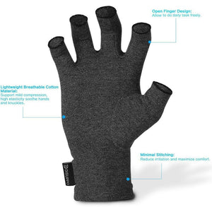 DISUPPO Arthritis Compression Gloves Relieve Pain from Rheumatoid, RSI,Carpal Tunnel, Hand Gloves Fingerless for Computer Typing and Dailywork, Support for Hands and Joints (L, Black)