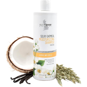 Isle of Dogs - Everyday Natural Luxury Silky Oatmeal Shampoo - Jasmine + Vanilla - Sulfate & Paraben Free Formula - Dog Shampoo With Oatmeal & Jojoba Oil For A Silky Coat - 16 Oz, (821-16)