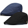 Newsboy Cap for Men Flat Hats Adjustable Breathable Irish Caps Cabbie Ivy Driving Hunting Sport Golf Outdoor - Navy Black