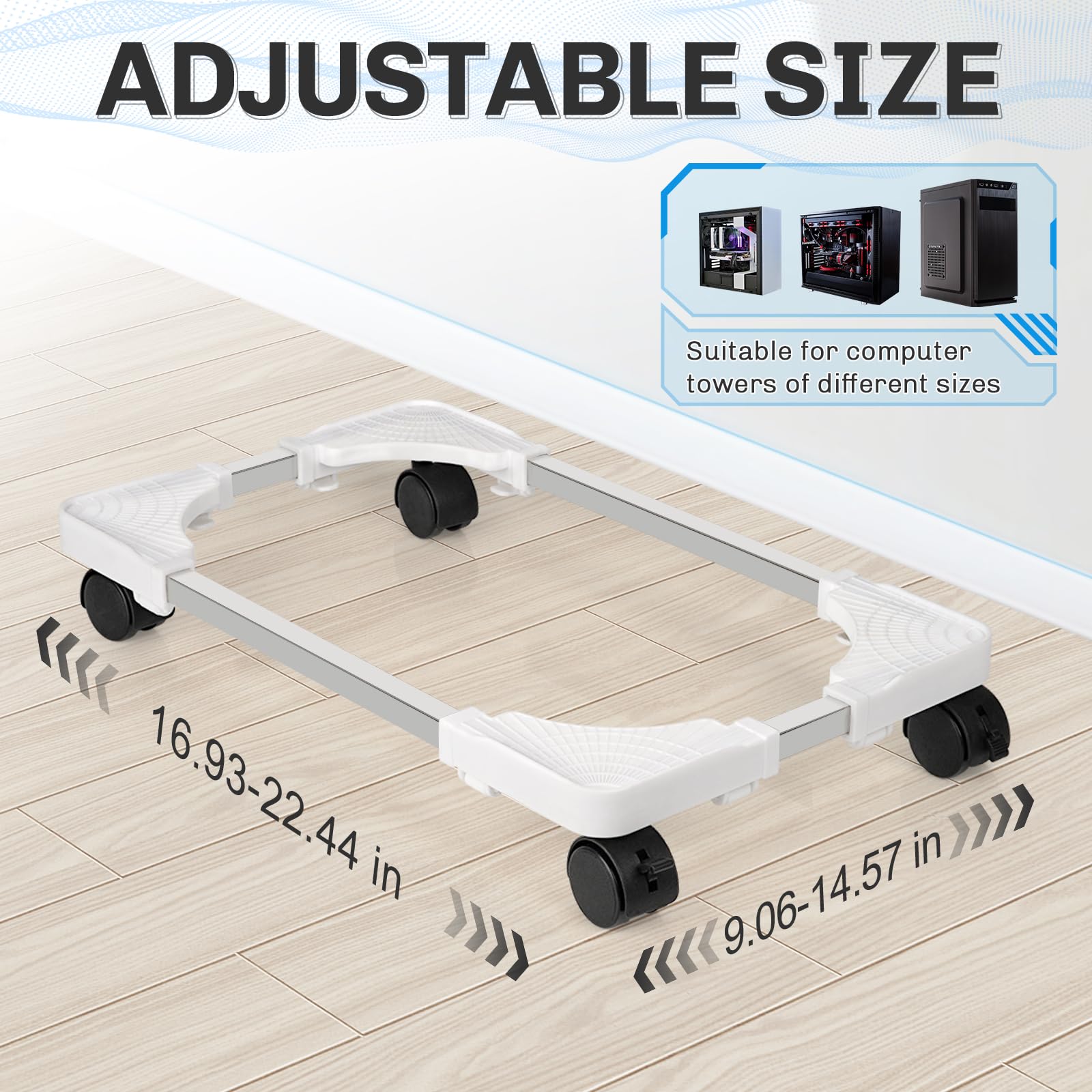 Buy now Liitrton Mobile CPU Stand Adjustable Computer Tower Stand with 4 Caster Wheels Fits Most PC (White) at indiglob india