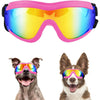 NAMSAN Dog Sunglasses Medium to Large Dog UV Transparent Goggles Windproof Anti-Dust Snowproof Pet Glasses with Elastic Straps, Clear - Pink