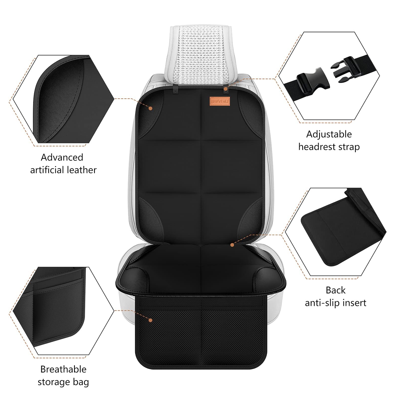 Buy now SMART ELF Car Seat Protector, 2Pack Seat Protector Protect Child Seats with Thickest Padding and Non-Slip Backing Mesh Pockets for Baby and Pet,Sedan SUV Truck (Black) at indiglob india