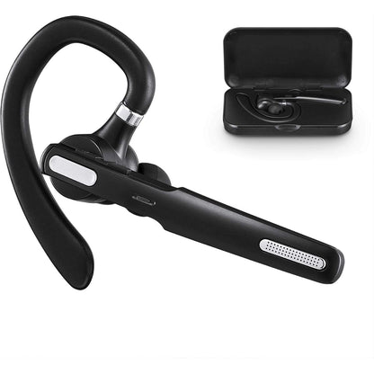 Bluetooth Headset, Wireless Bluetooth Earpiece V5.0 8-10 Hours Talktime Stereo Noise Cancelling Mic, Compatible for iPhone Android Cell Phones Driving/Business/Office (Black)