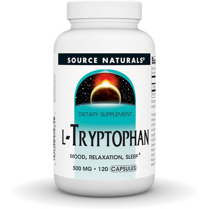 Source Naturals L-Tryptophan, for Mood, Relaxation, and Sleep*, 500mg - 120 Capsules