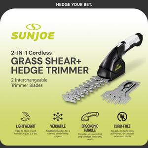 Buy now Sun Joe HJ604C 7.2-Volt Cordless Grass Shears and Trimmer, Charger and Battery Included at indiglob india