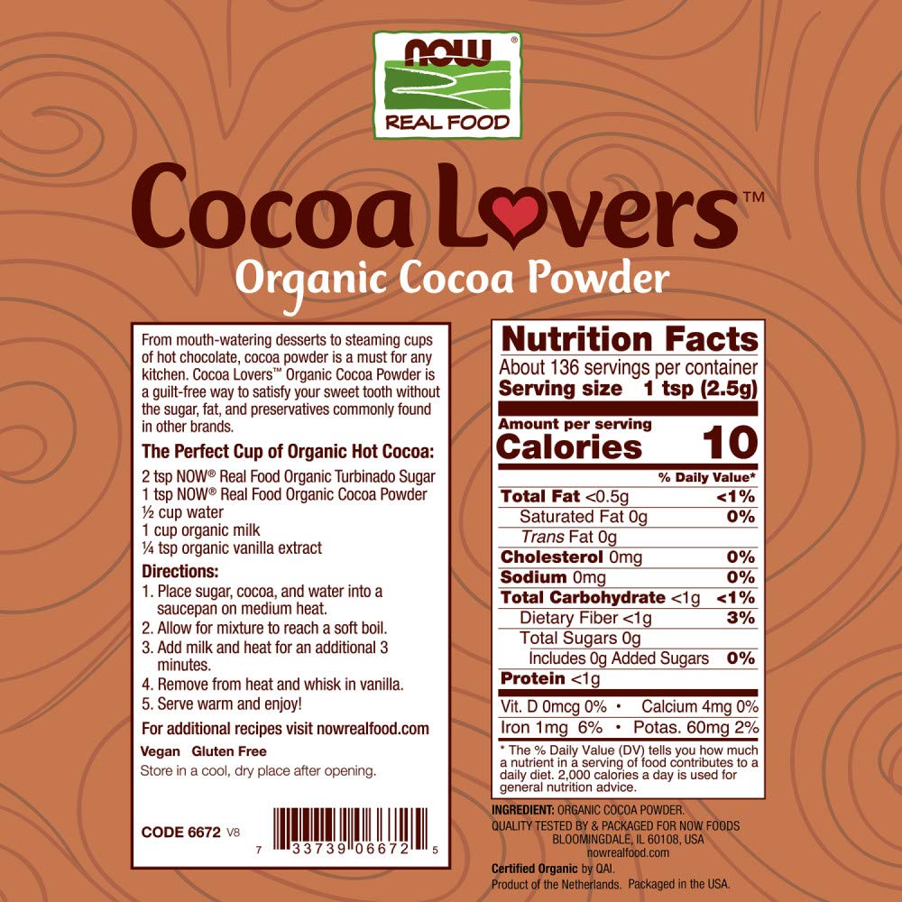 Buy now Now Foods Organic Cocoa Powder, Unsweetened-12 oz at indiglob india