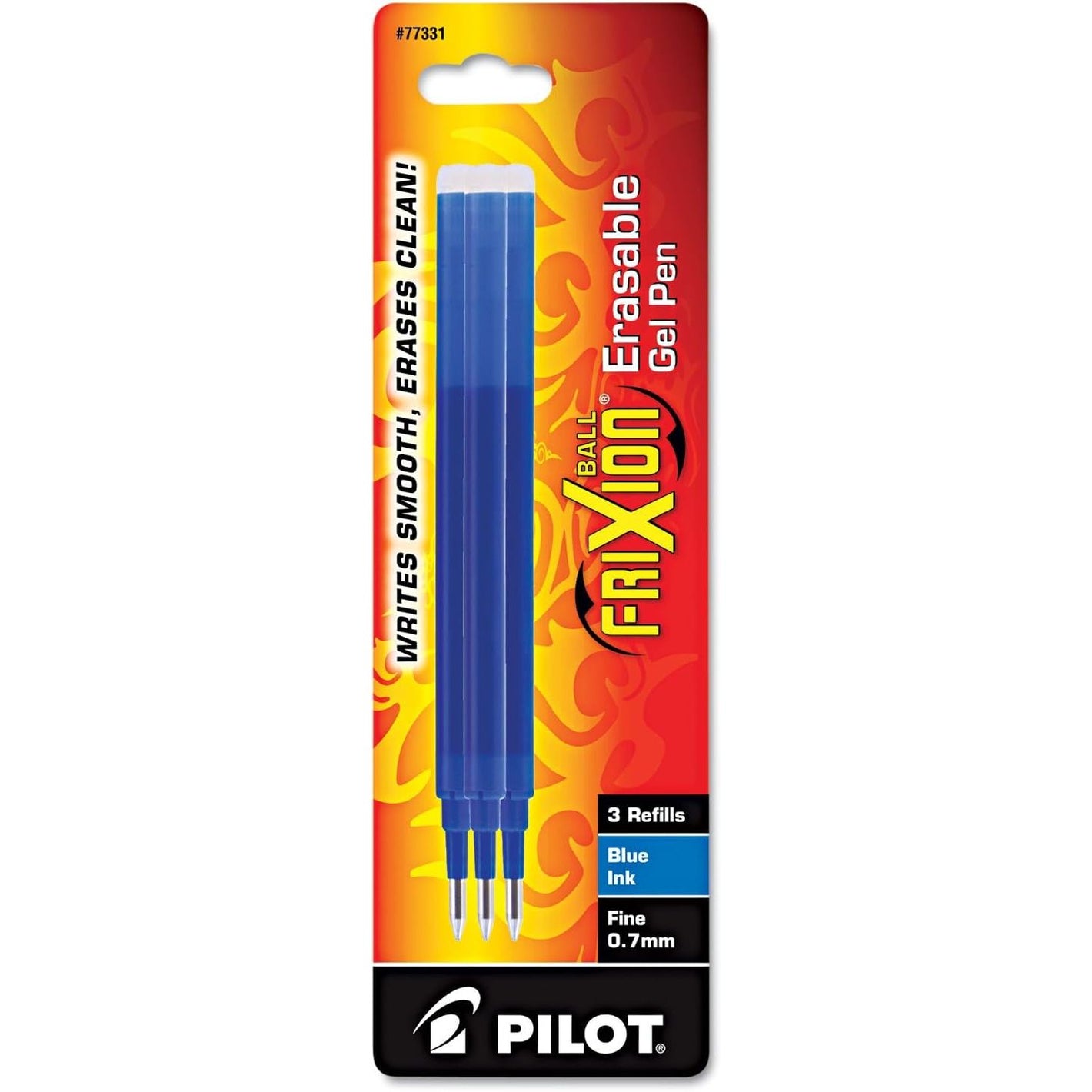 Pilot, FriXion Ball Gel Ink Refills for Erasable Pens, Fine Point 0.7 mm, Pack of 3, Blue
