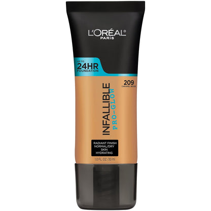 L'Oreal Paris Makeup Infallible Up to 24HR Pro-Glow Foundation, Natural Beige, 1 fl oz.