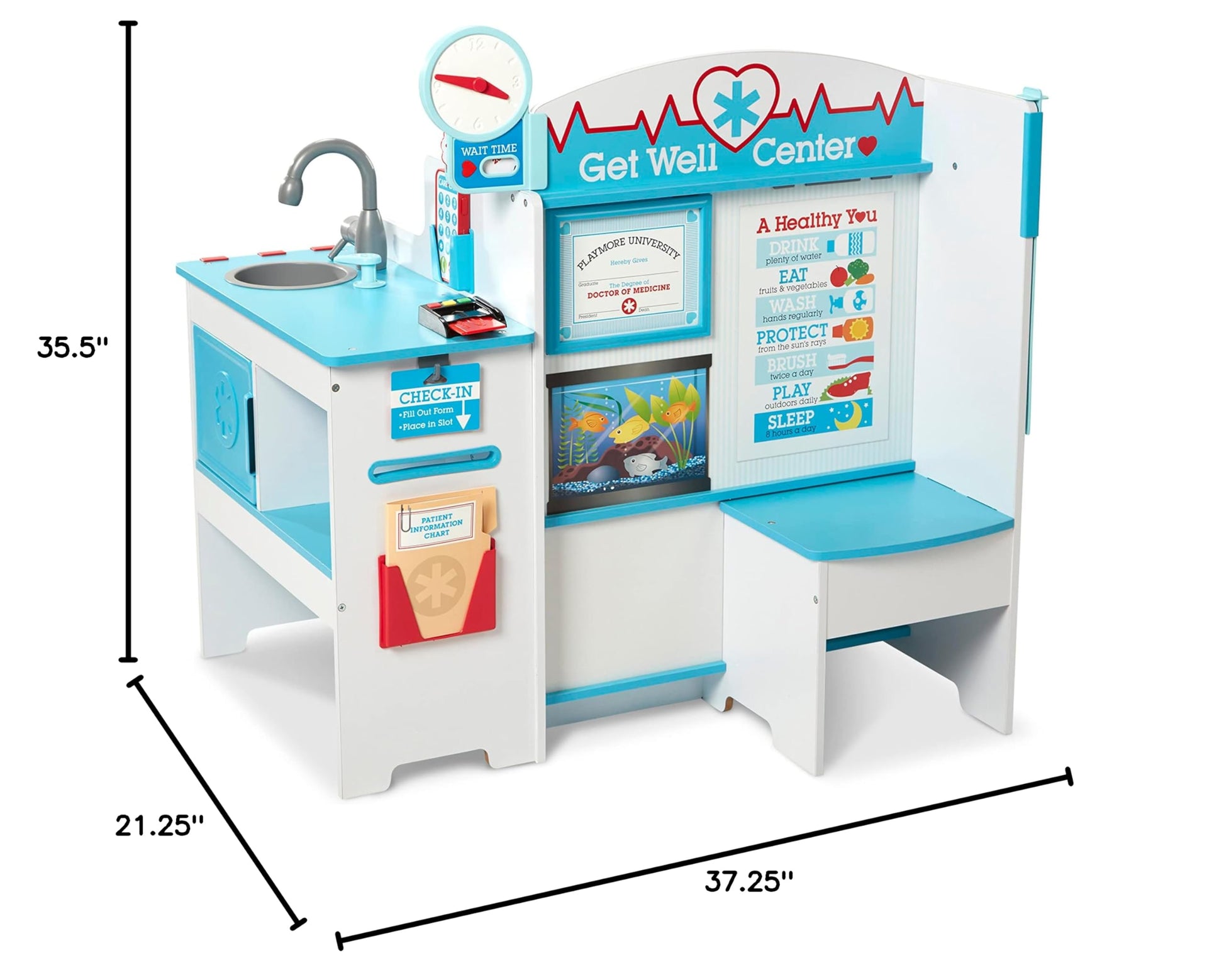Buy now Melissa & Doug Wooden Get Well Doctor Activity Center - Waiting Room, Exam Room, Check-In Area - FSC Certified at indiglob india
