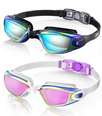 Buy now Aegend Swim Goggles, 2 Pack Swimming Goggles No Leaking Adult Men Women Youth Aqua & Purple White at indiglob india