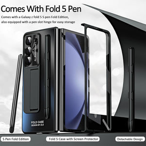 Designed for Samsung Galaxy Z Fold 5 Case with S Pen & Kickstand & Front Screen Protector Luxury Phone Cover Case for Galaxy Z Fold 5 (2023), Black
