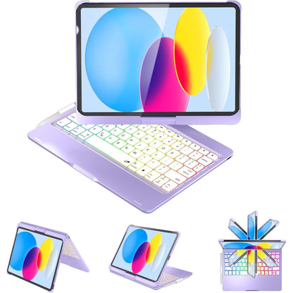 BABG Keyboard Case for iPad 6th/5th 9.7inch, iPad Pro 9.7, iPad Air 2, iPad Air 1,Non-Trackpad,360°Swivel,7 Use Modes,Backlight- Rose Gold