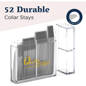 52-Piece Metal Collar Stays for Men, Stainless Steel Dress Shirt Collar Inserts in 4 Sizes for Crisp, Structured Collars
